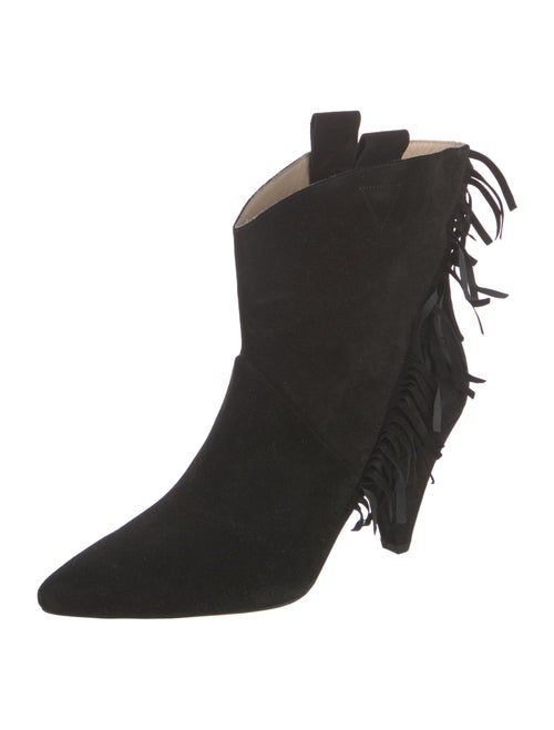Anine Bing Suede Fringe Trim Accent Lace-Up Boots
