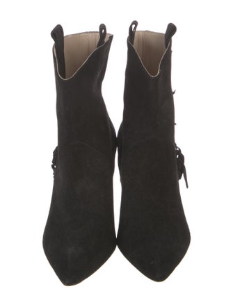 Anine Bing Suede Fringe Trim Accent Lace-Up Boots