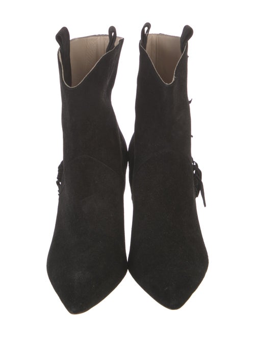 Anine Bing Suede Fringe Trim Accent Lace-Up Boots