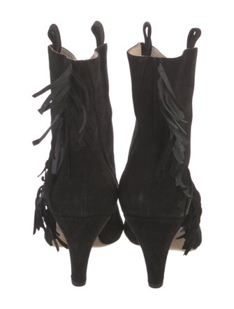 Anine Bing Suede Fringe Trim Accent Lace-Up Boots