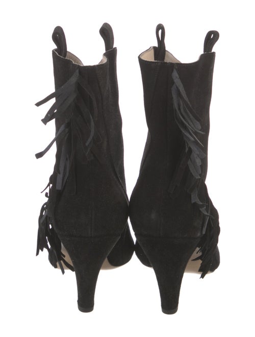 Anine Bing Suede Fringe Trim Accent Lace-Up Boots