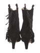 Anine Bing Suede Fringe Trim Accent Lace-Up Boots