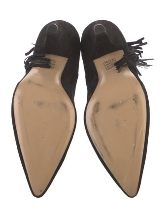 Anine Bing Suede Fringe Trim Accent Lace-Up Boots