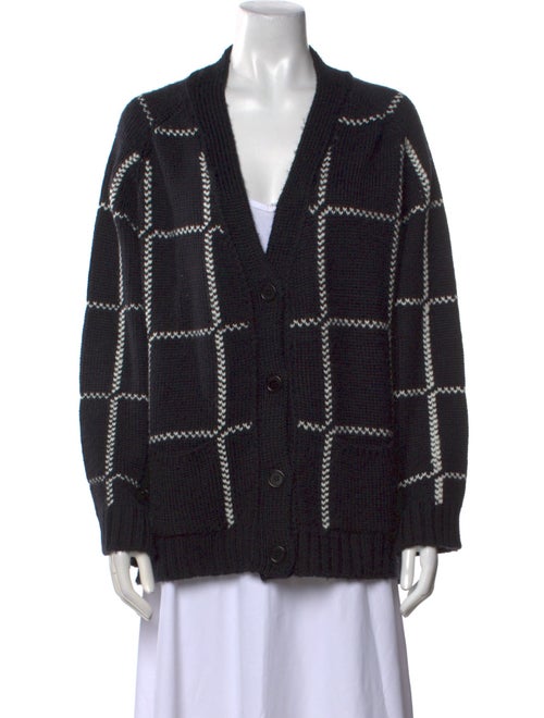 Anine Bing Merino Wool Plaid Print Sweater