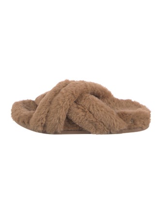 Anine Bing Fur Faux Fur Trim Slides