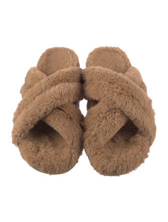 Anine Bing Fur Faux Fur Trim Slides