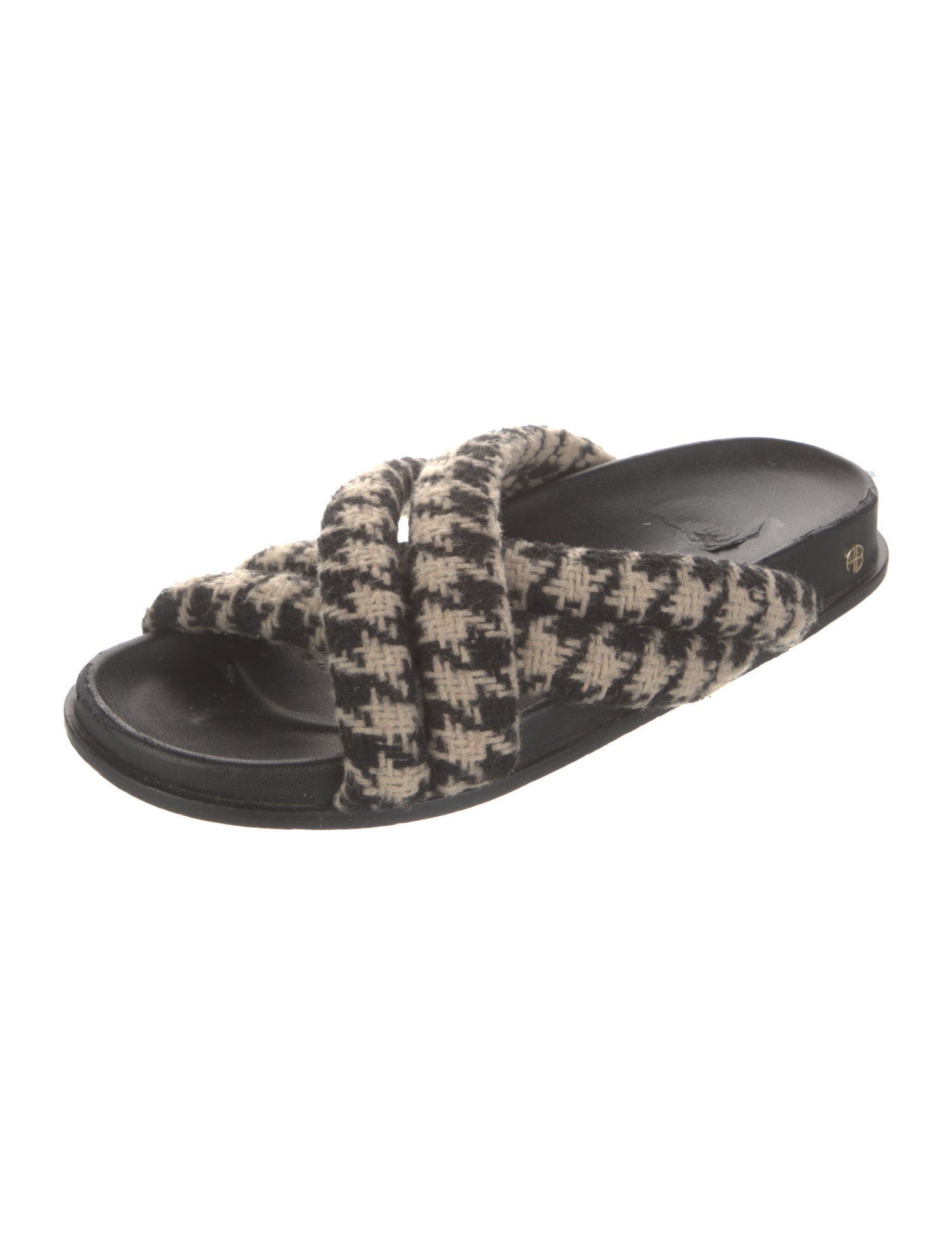 Anine Bing Wool Houndstooth Print Slides