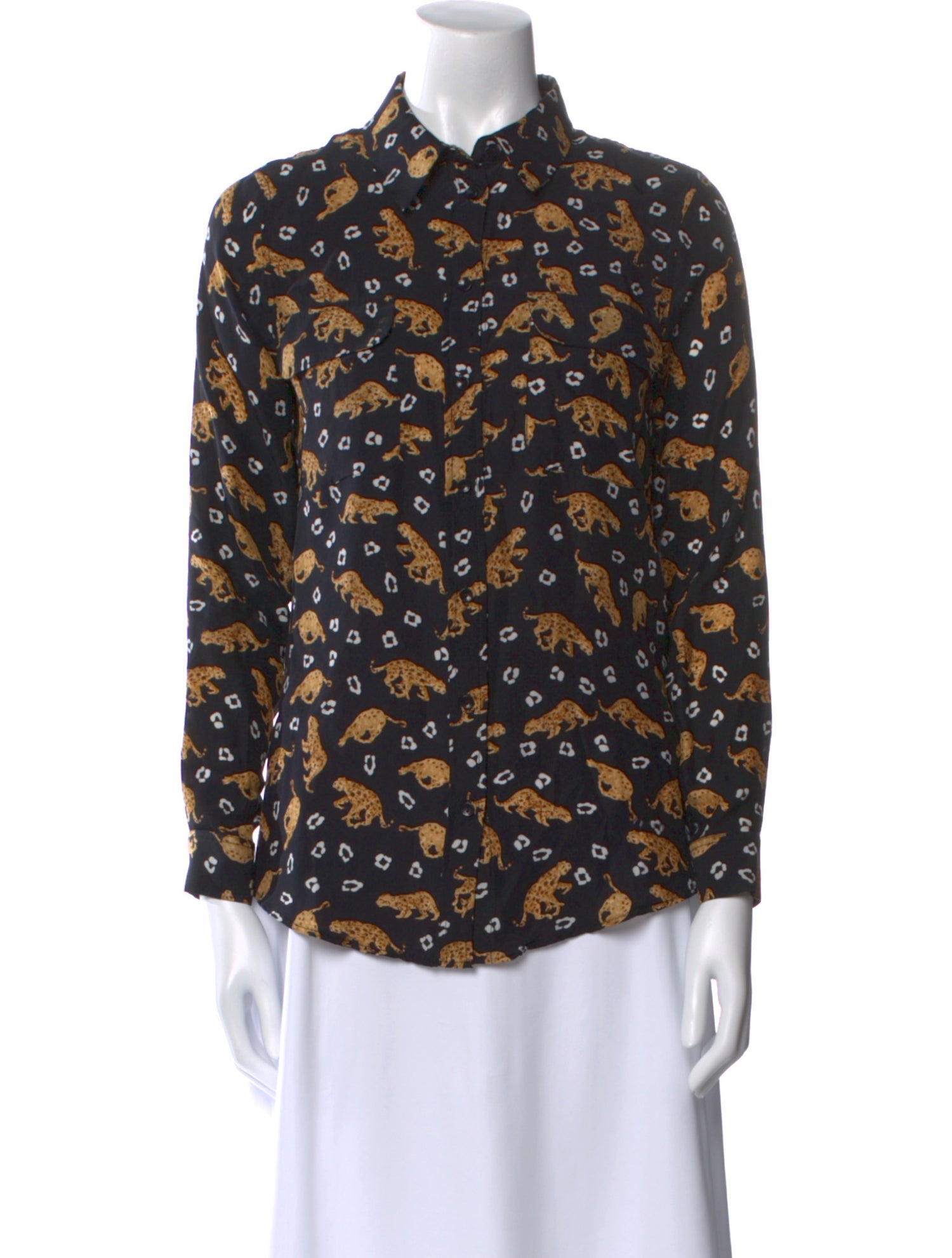 Anine Bing Silk Printed Button-Up Top