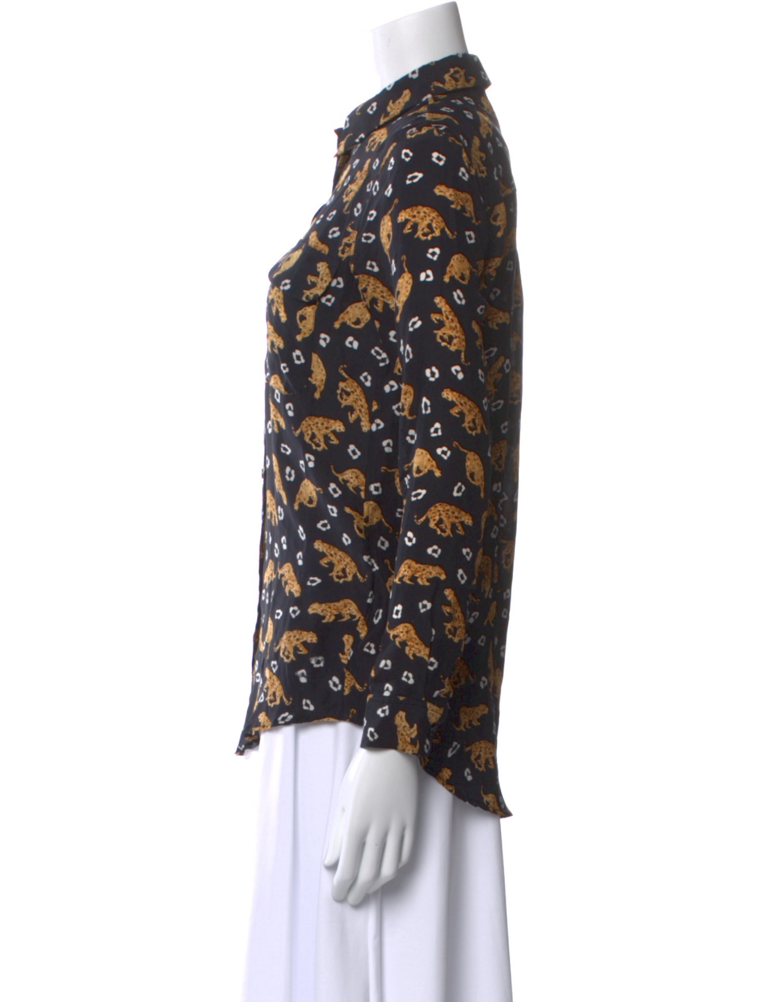 Anine Bing Silk Printed Button-Up Top
