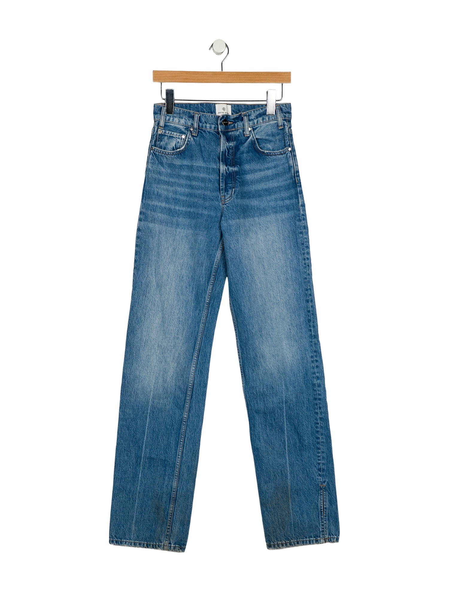 Anine Bing Mid-Rise Straight Leg Jeans