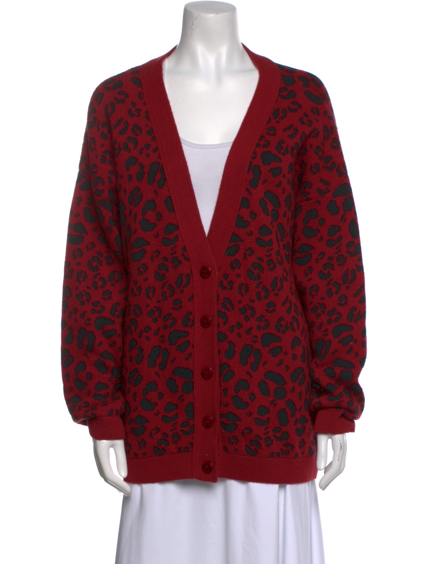 Anine Bing Animal Print V-Neck Sweater