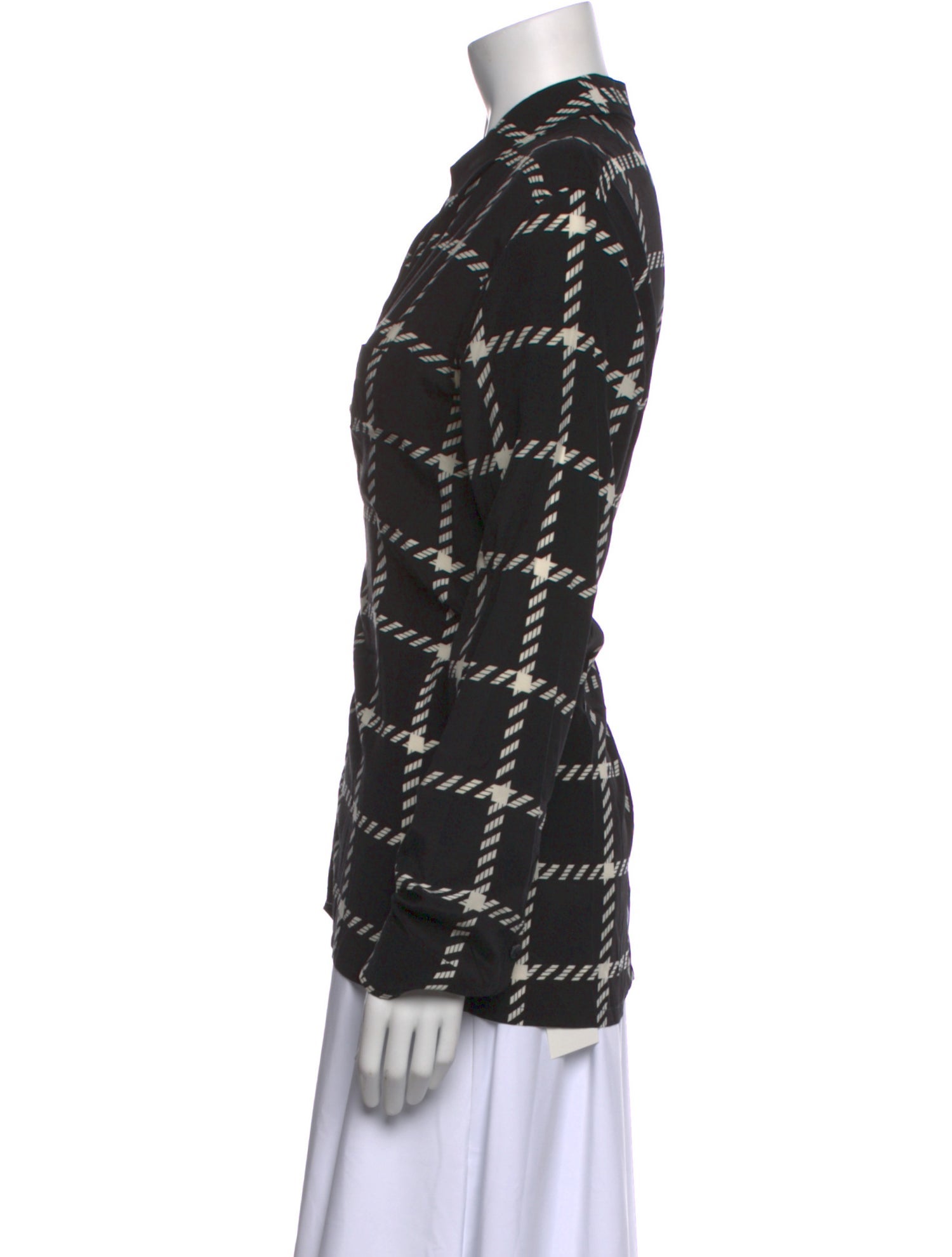 Anine Bing Printed Long Sleeve Button-Up Top