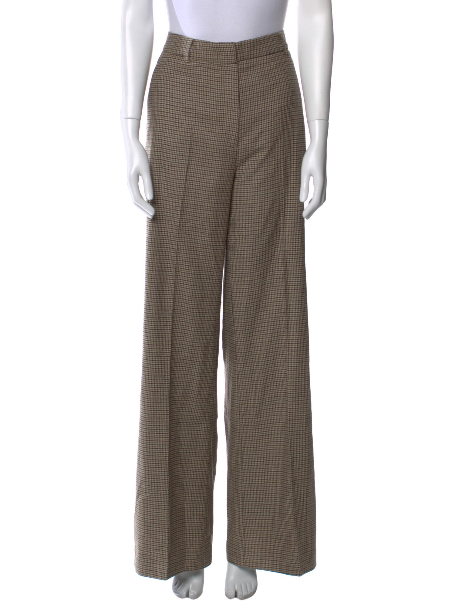 Anine Bing Plaid Print Straight Leg Pants