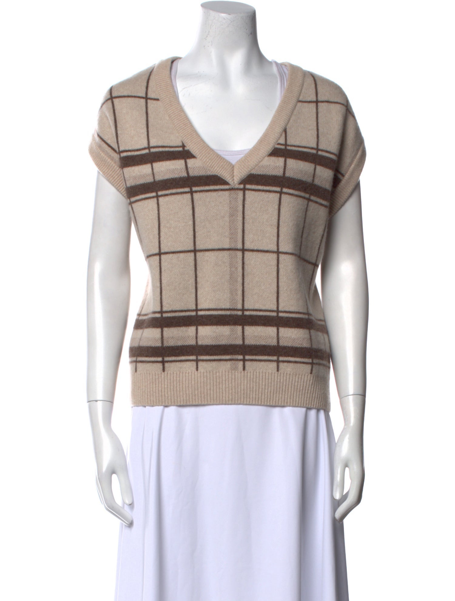 Anine Bing Cashmere Plaid Print Sweater