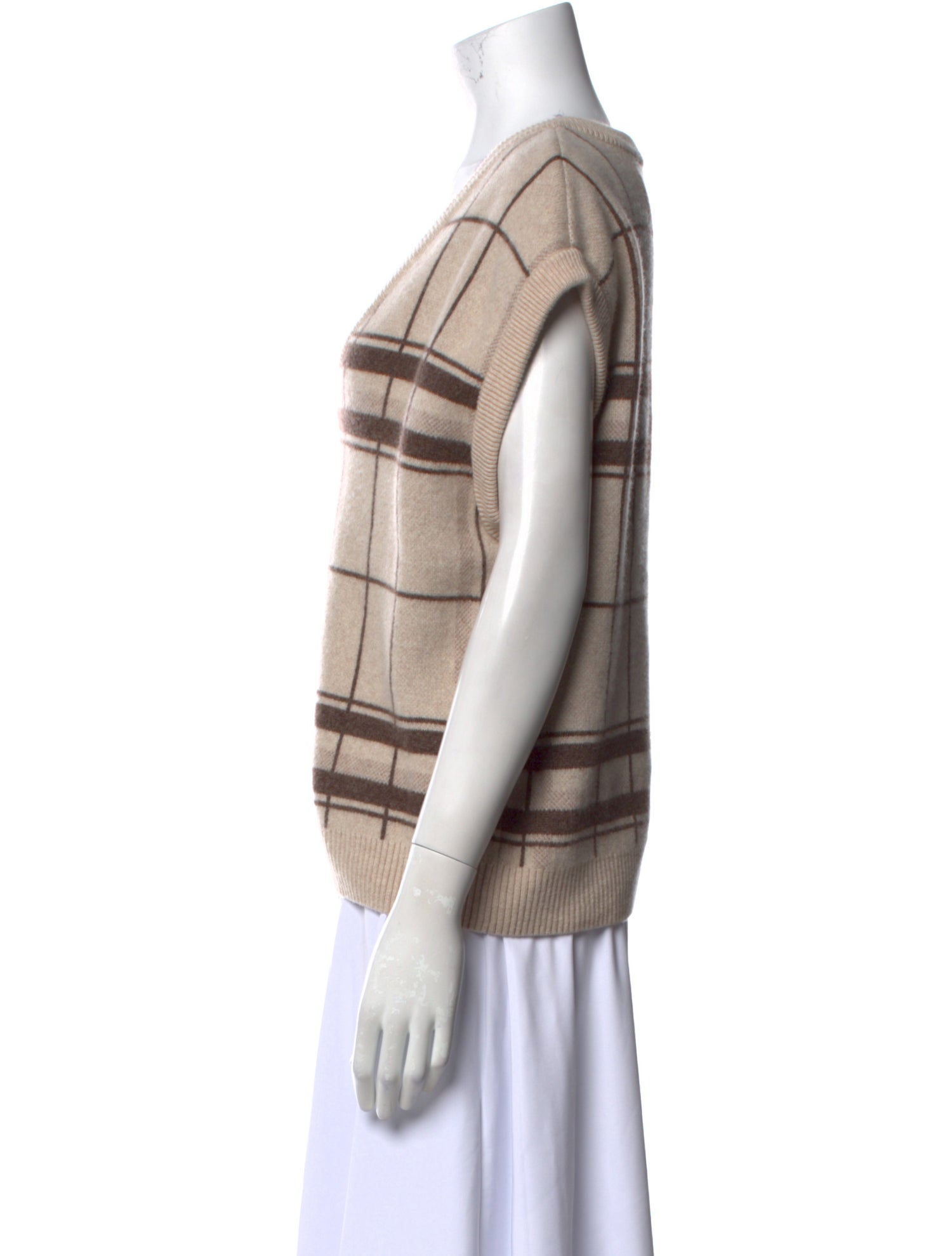 Anine Bing Cashmere Plaid Print Sweater