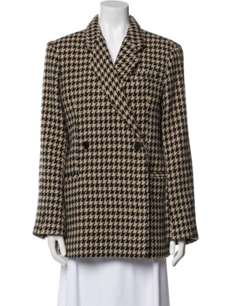 Anine Bing Wool Houndstooth Print Peacoat