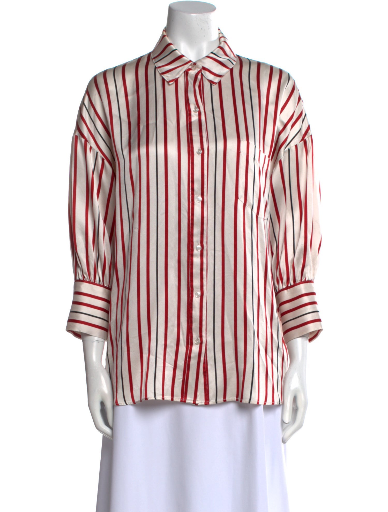 Anine Bing Silk Striped Button-Up Top