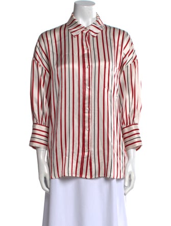 Anine Bing Silk Striped Button-Up Top