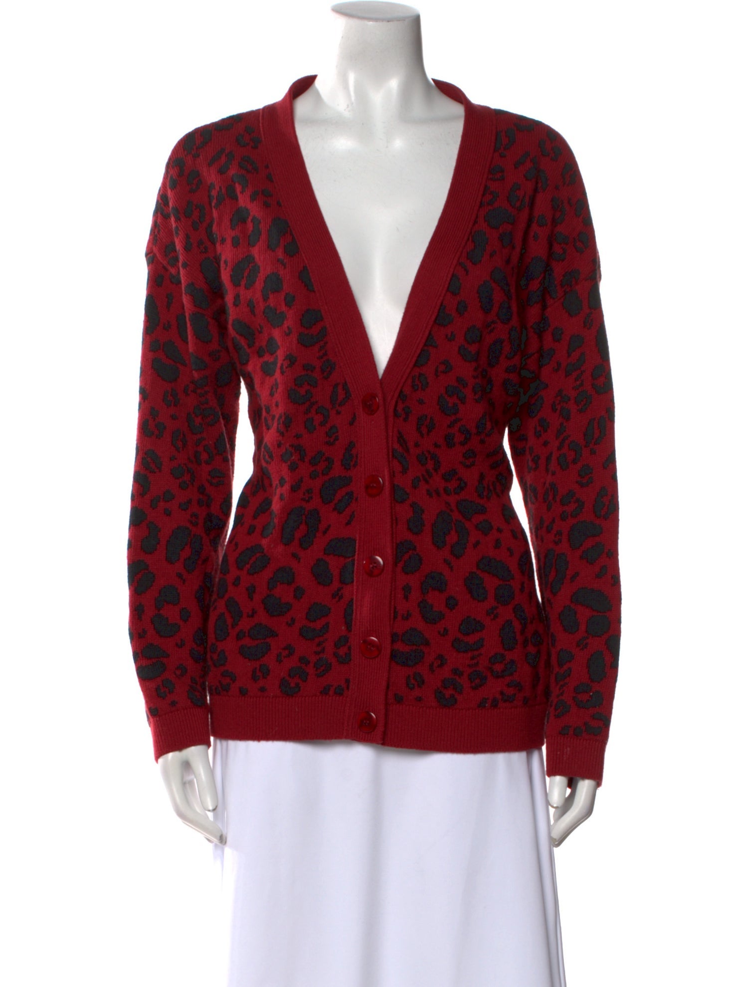 Anine Bing Animal Print V-Neck Sweater