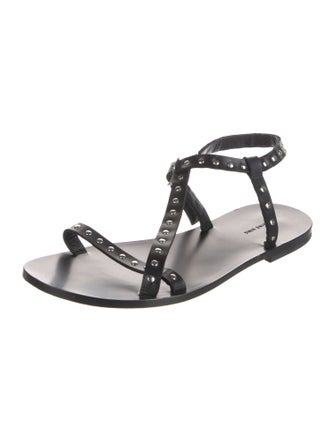 Anine Bing Leather Studded Accents T-Strap Sandals