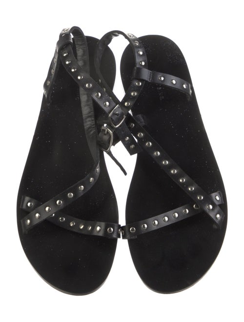 Anine Bing Leather Studded Accents T-Strap Sandals