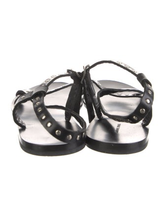 Anine Bing Leather Studded Accents T-Strap Sandals