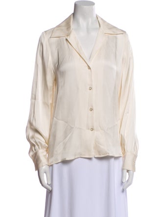 Anine Bing Silk Long Sleeve Button-Up Top