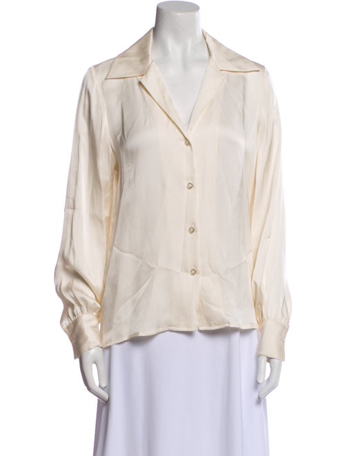 Anine Bing Silk Long Sleeve Button-Up Top