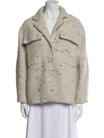 Anine Bing Wool Tweed Pattern Faux Fur Jacket