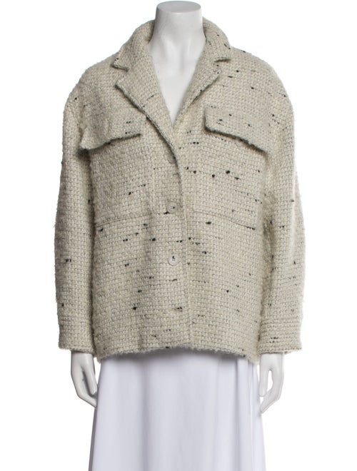 Anine Bing Wool Tweed Pattern Faux Fur Jacket