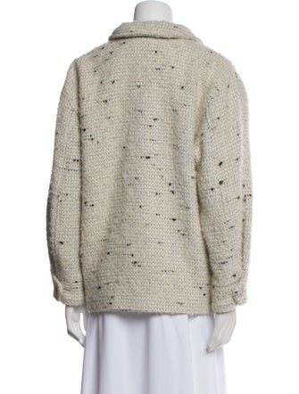 Anine Bing Wool Tweed Pattern Faux Fur Jacket