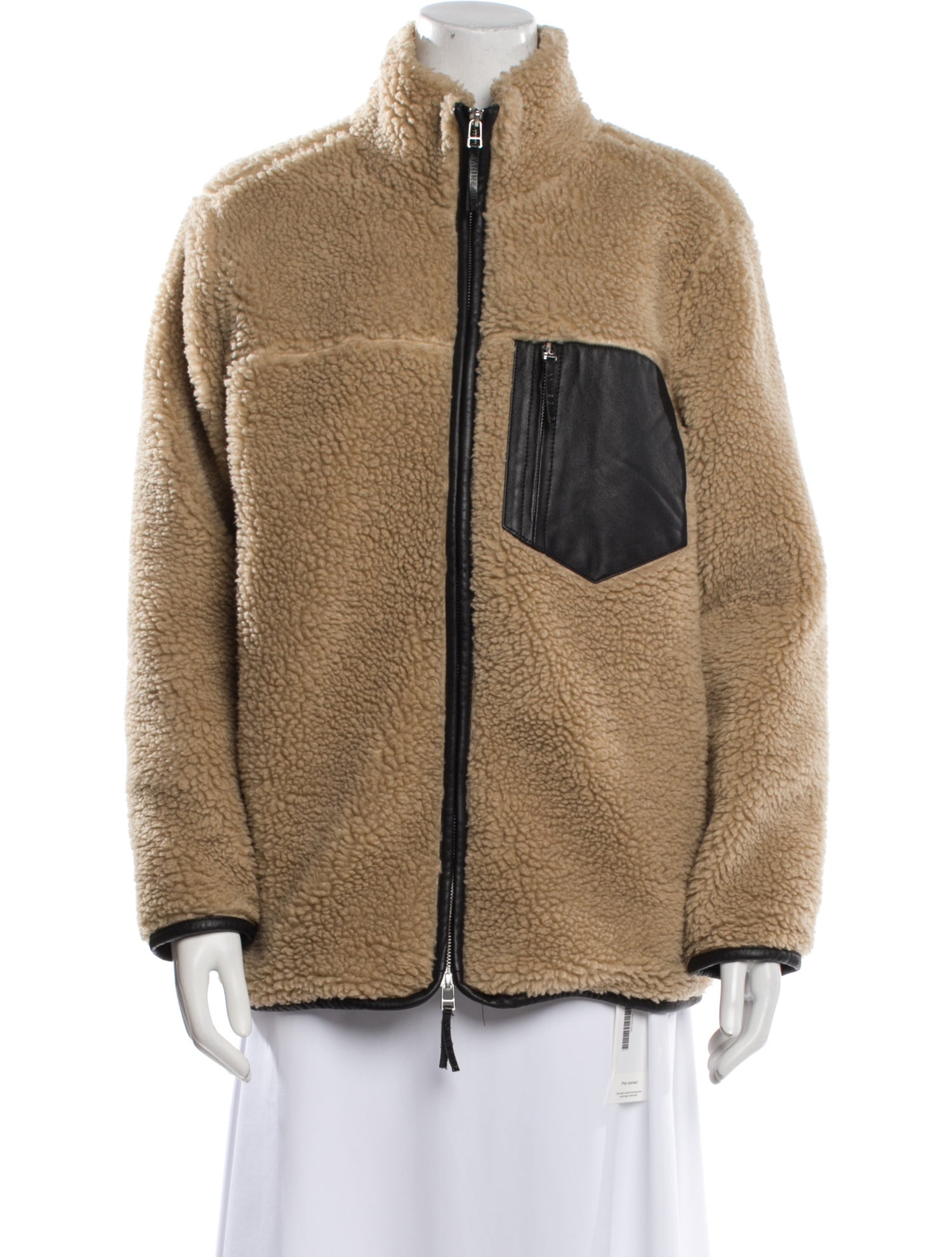 Anine Bing Colorblock Pattern Faux Fur Jacket