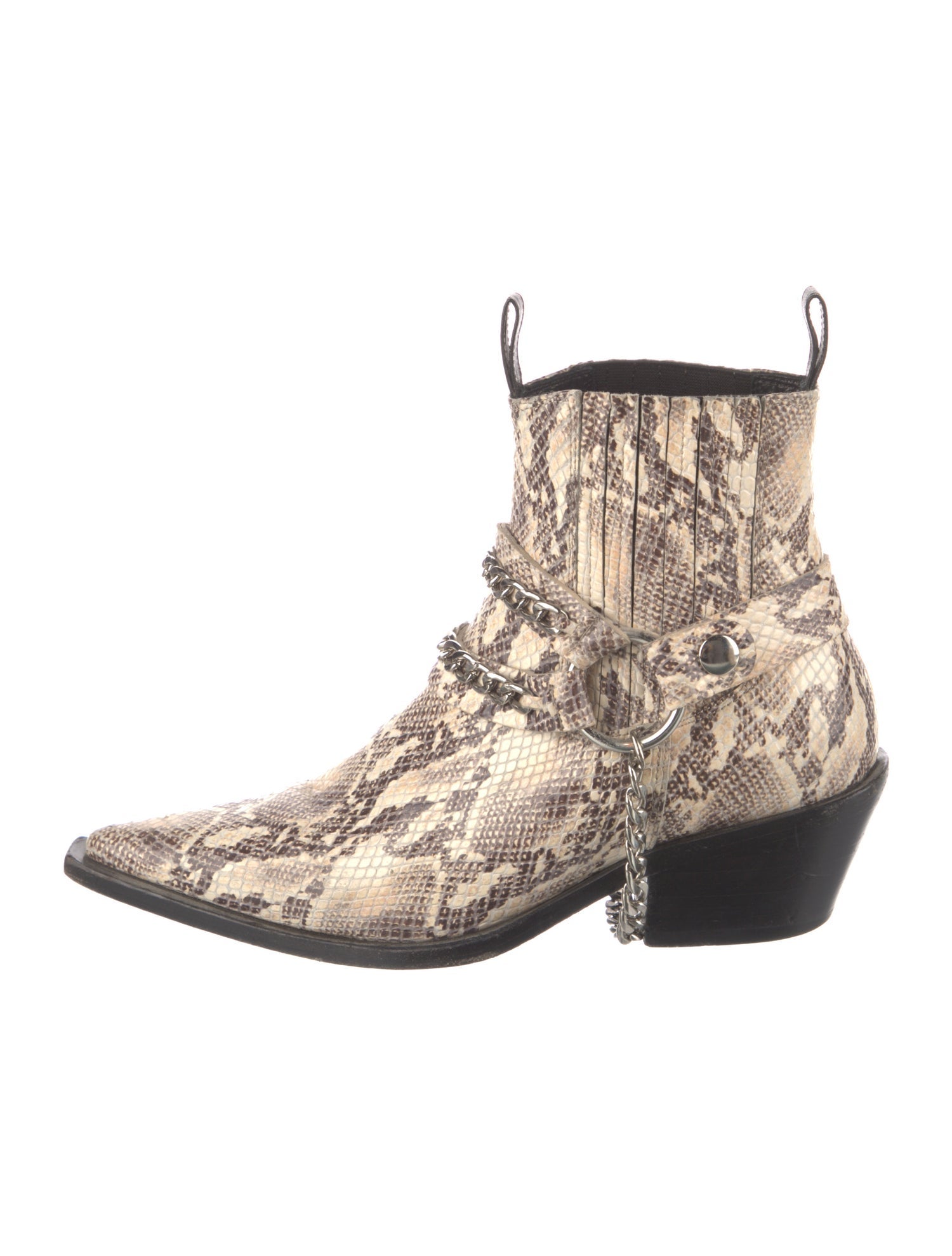 Anine Bing Embossed Leather Animal Print Western Boots