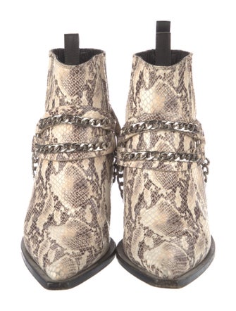 Anine Bing Embossed Leather Animal Print Western Boots