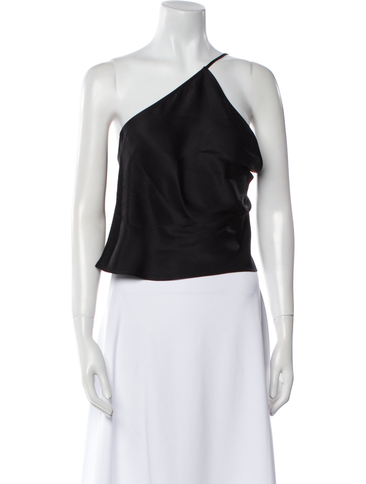 Anine Bing Silk One-Shoulder Crop Top