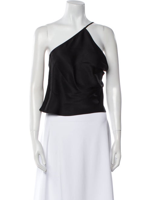 Anine Bing Silk One-Shoulder Crop Top