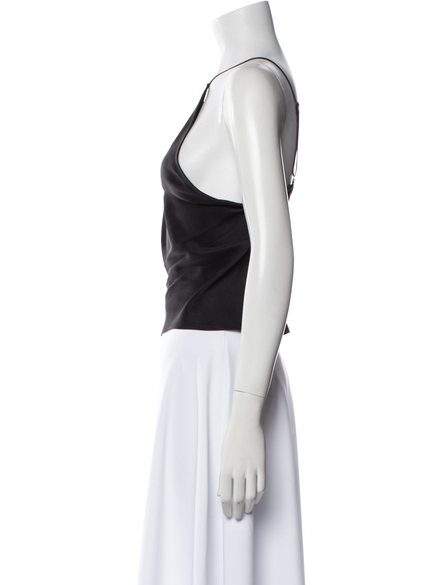 Anine Bing Silk One-Shoulder Crop Top