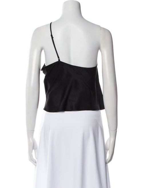 Anine Bing Silk One-Shoulder Crop Top