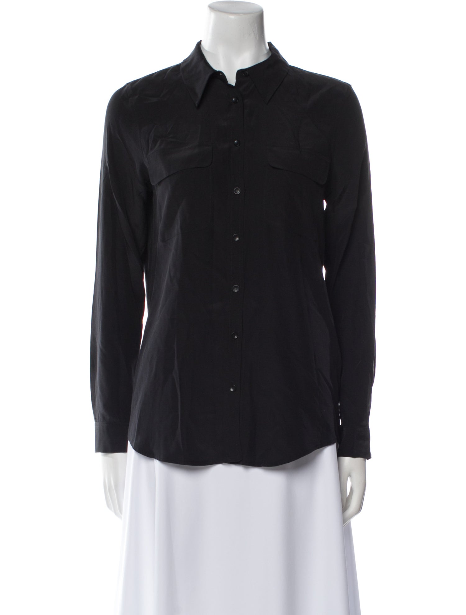 Anine Bing Silk Long Sleeve Button-Up Top