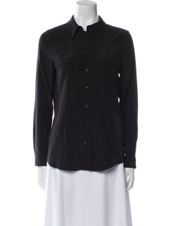 Anine Bing Silk Long Sleeve Button-Up Top