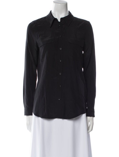 Anine Bing Silk Long Sleeve Button-Up Top