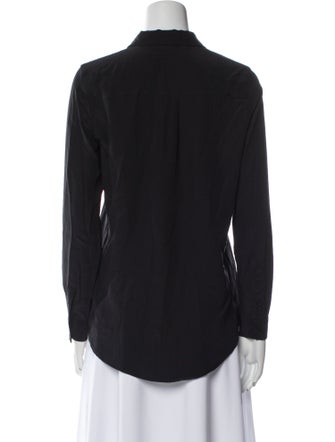 Anine Bing Silk Long Sleeve Button-Up Top