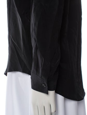 Anine Bing Silk Long Sleeve Button-Up Top