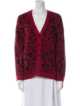 Anine Bing Animal Print V-Neck Sweater