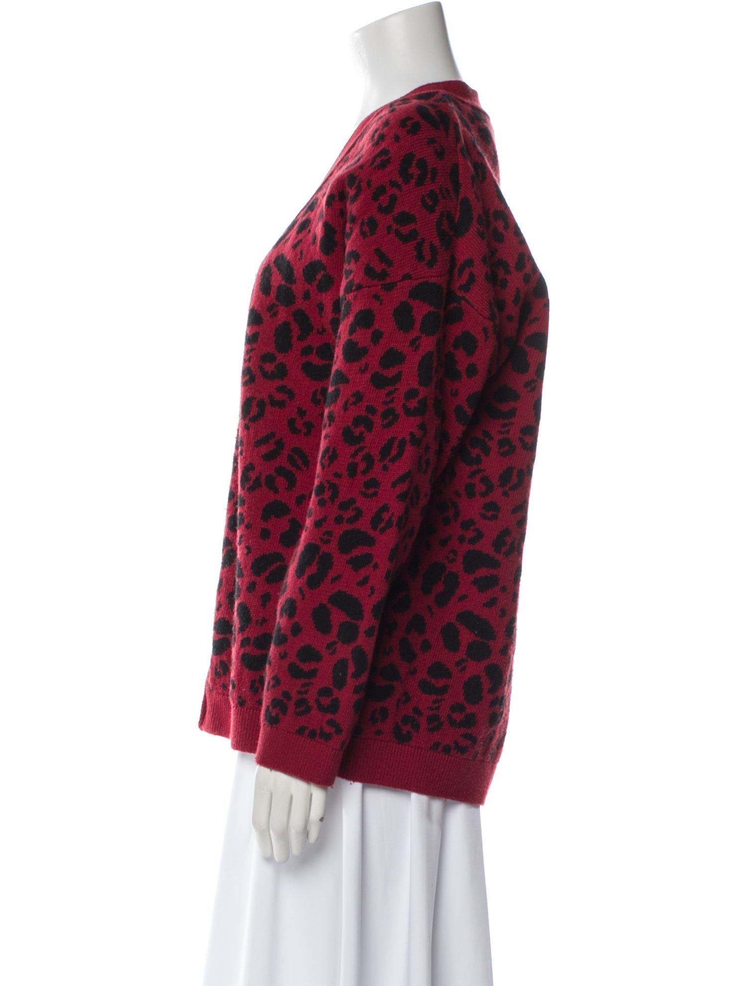 Anine Bing Animal Print V-Neck Sweater