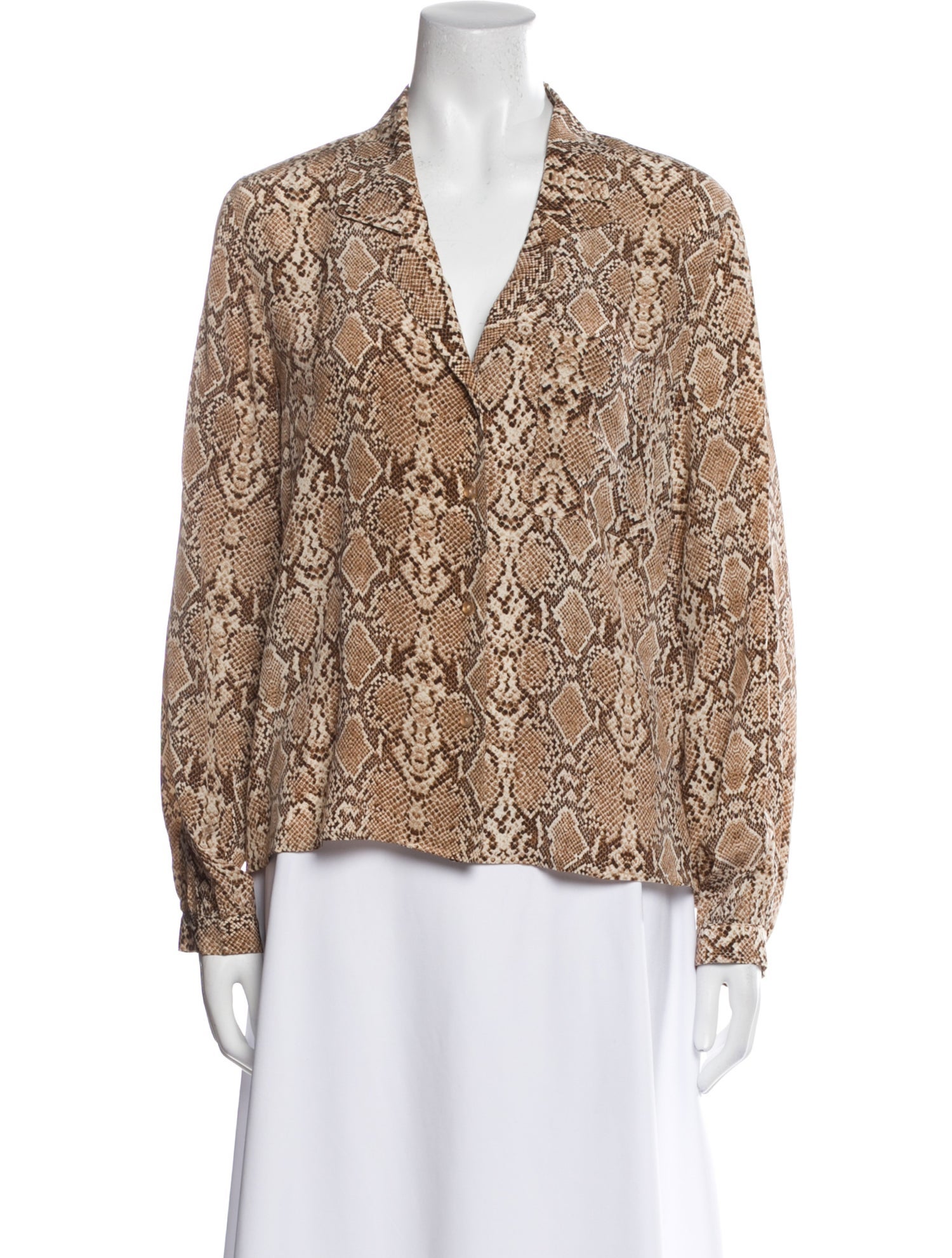 Anine Bing Silk Animal Print Blouse