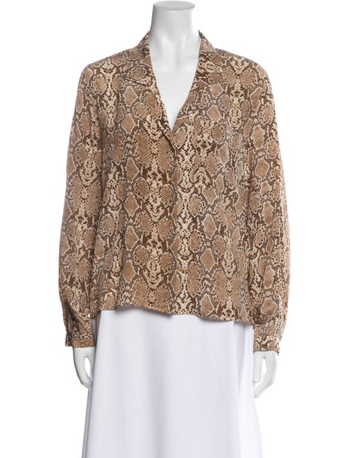 Anine Bing Silk Animal Print Blouse