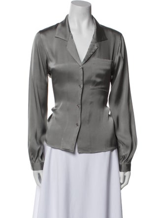 Anine Bing Silk Long Sleeve Button-Up Top