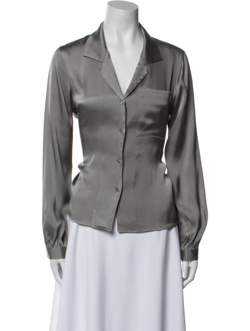 Anine Bing Silk Long Sleeve Button-Up Top
