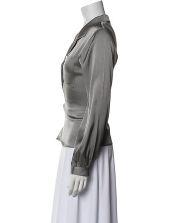 Anine Bing Silk Long Sleeve Button-Up Top